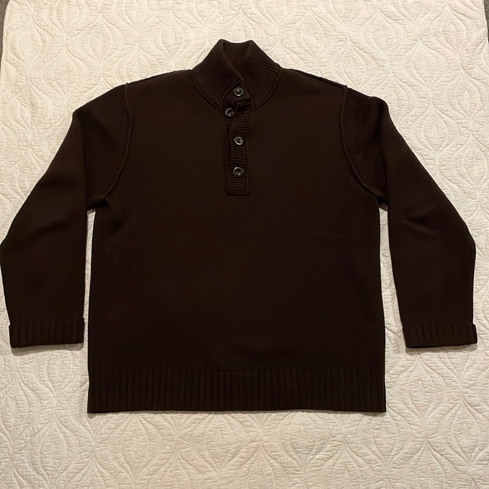 GUC Brown XL Banana Republic lambs wool cashmere sweater 1/4 button-up